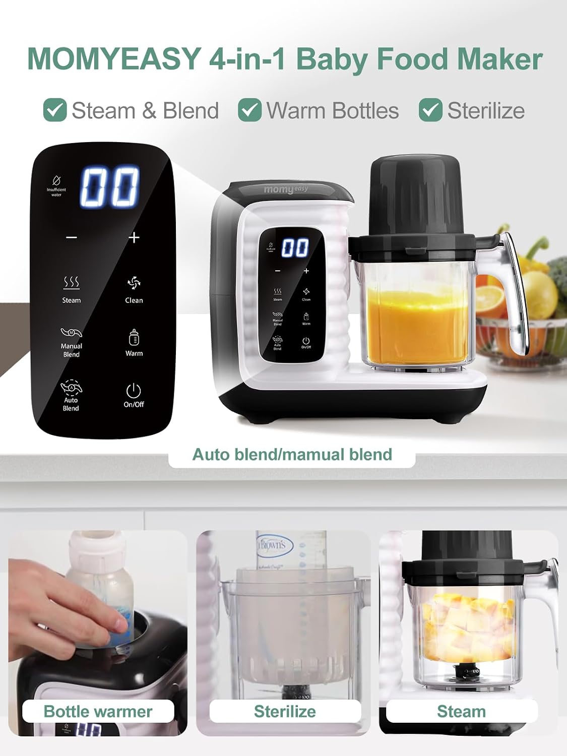 Baby Food Maker, Baby Food Processor with Steam & Grinding