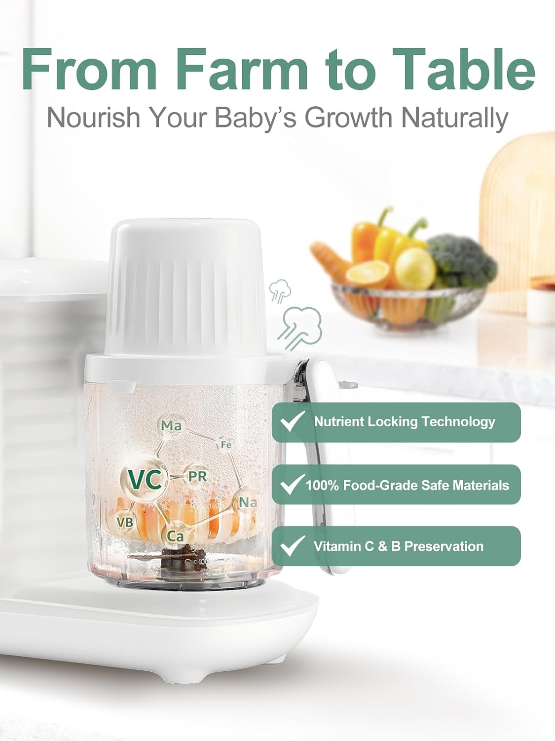 Baby Food Maker, Baby Food Processor with Steam & Grinding