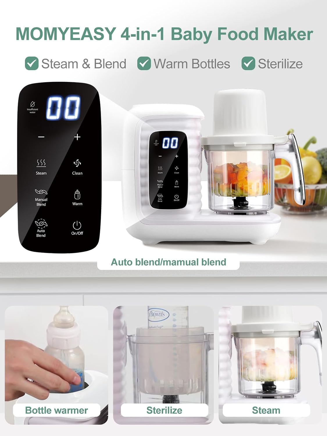 Baby Food Maker, Baby Food Processor with Steam & Grinding