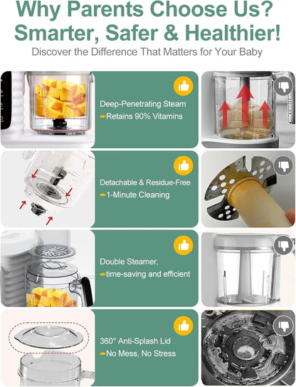 Baby Food Maker, Baby Food Processor with Steam & Grinding