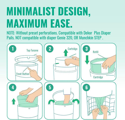Compatible with Diaper Dekor Plus Diaper Pail Refills | Lemon Scent 2 Count | Extra Thick Leak Proof Odor Control | Most Economical Refills for Diaper Dekor Classic & Eko Style Pails