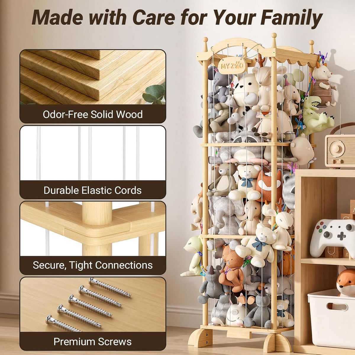 Stuffed Animal Storage Plushies Organizer for Kids Room