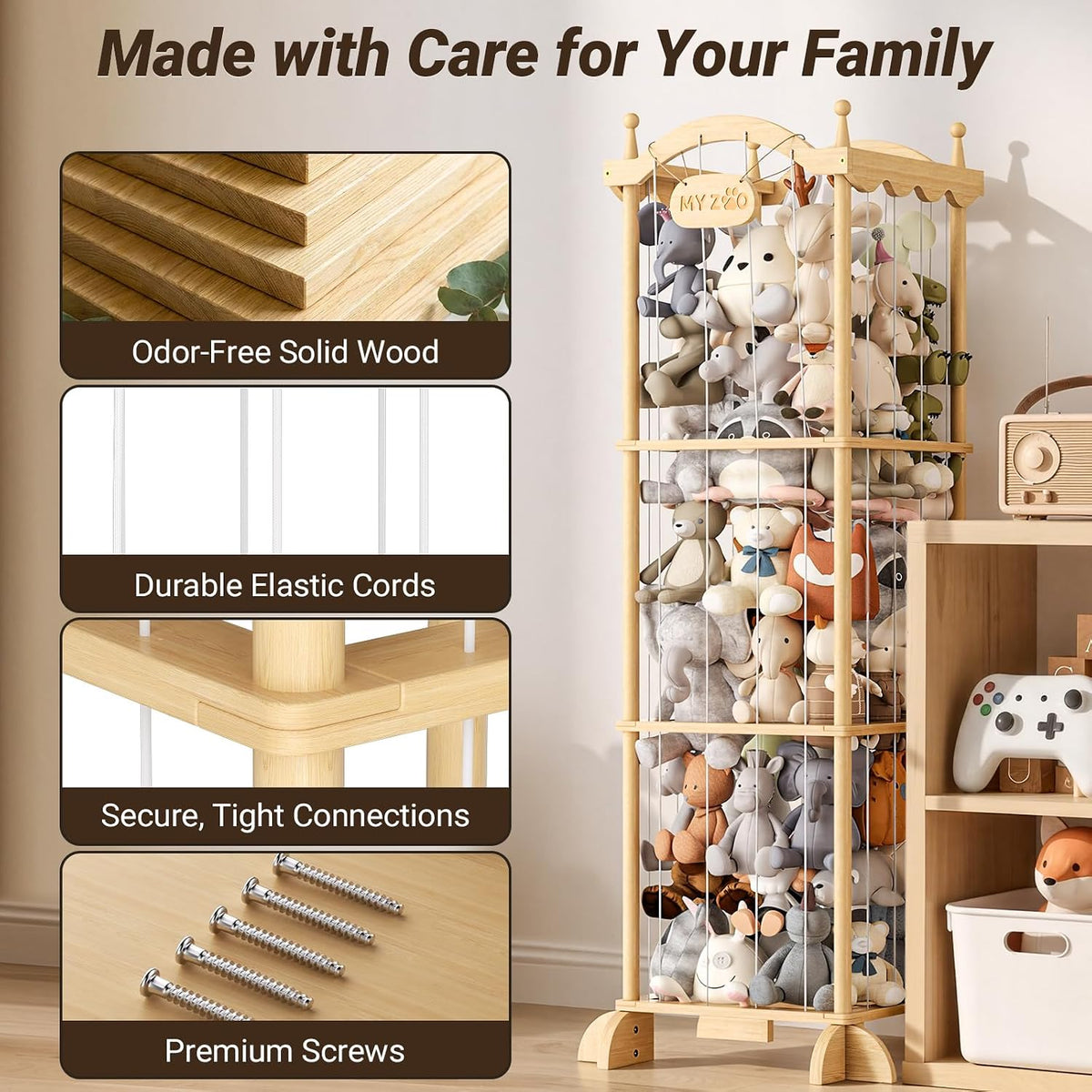 Stuffed Animal Storage Plushies Organizer for Kids Room