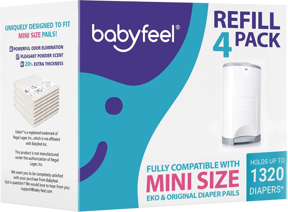 Refill Bags Compatible with DEKOR MINI Diaper Pails, 8 Pack