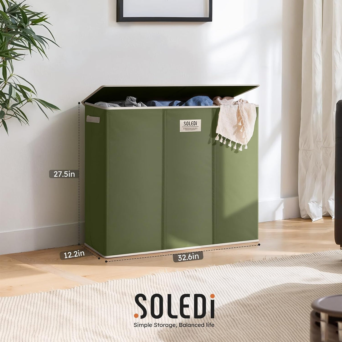Laundry Hamper 3 section with lid and 3 Pcs Bag, Large Hamper 3 compartment 180L, Laundry Basket Laundry sorter Clothes hamper for Laundryroom Bedroom Blanket Storage Organizer