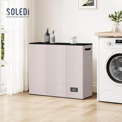 Laundry Hamper 3 section with lid and 3 Pcs Bag, Large Hamper 3 compartment 180L, Laundry Basket Laundry sorter Clothes hamper for Laundryroom Bedroom Blanket Storage Organizer