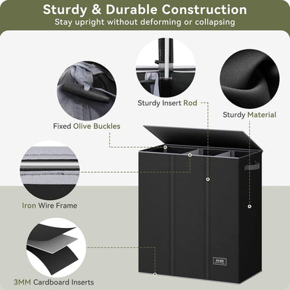 Laundry Hamper 3 section with lid and 3 Pcs Bag, Large Hamper 3 compartment 180L, Laundry Basket Laundry sorter Clothes hamper for Laundryroom Bedroom Blanket Storage Organizer