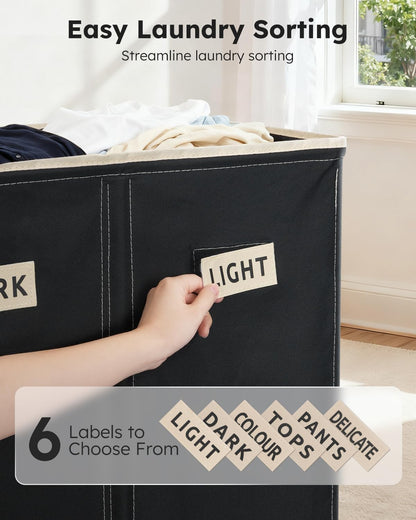 Laundry Hamper 3 section with lid and 3 Pcs Bag, Large Hamper 3 compartment 180L, Laundry Basket Laundry sorter Clothes hamper for Laundryroom Bedroom Blanket Storage Organizer