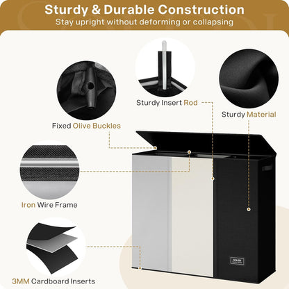 Laundry Hamper 3 section with lid and 3 Pcs Bag, Large Hamper 3 compartment 180L, Laundry Basket Laundry sorter Clothes hamper for Laundryroom Bedroom Blanket Storage Organizer