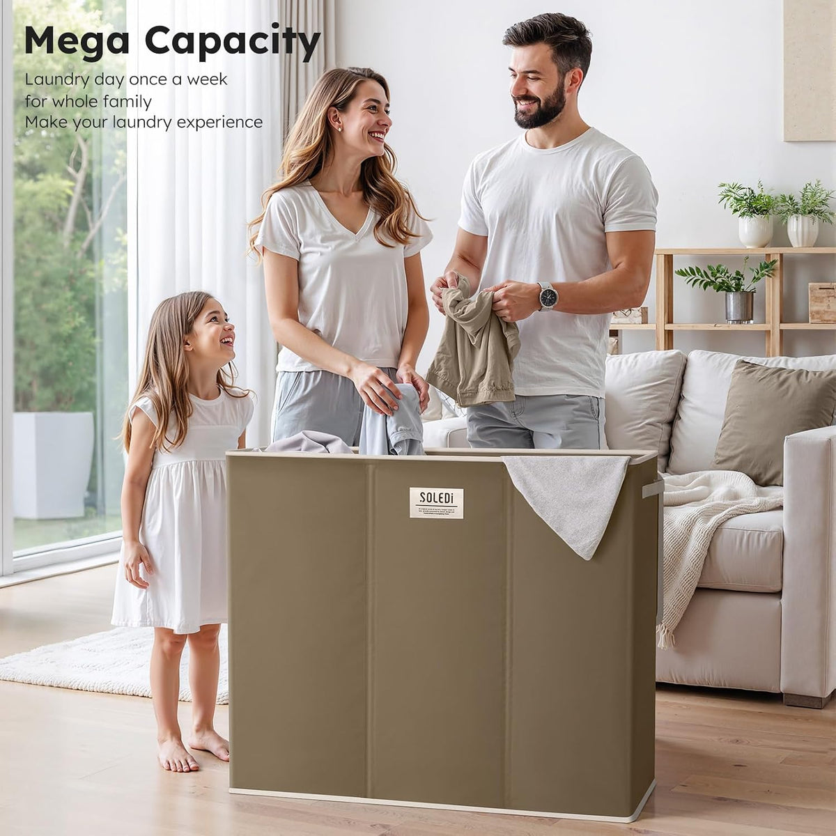 Laundry Hamper 3 section with lid and 3 Pcs Bag, Large Hamper 3 compartment 180L, Laundry Basket Laundry sorter Clothes hamper for Laundryroom Bedroom Blanket Storage Organizer