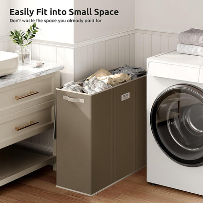 Laundry Hamper 3 section with lid and 3 Pcs Bag, Large Hamper 3 compartment 180L, Laundry Basket Laundry sorter Clothes hamper for Laundryroom Bedroom Blanket Storage Organizer