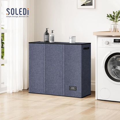 Laundry Hamper 3 section with lid and 3 Pcs Bag, Large Hamper 3 compartment 180L, Laundry Basket Laundry sorter Clothes hamper for Laundryroom Bedroom Blanket Storage Organizer