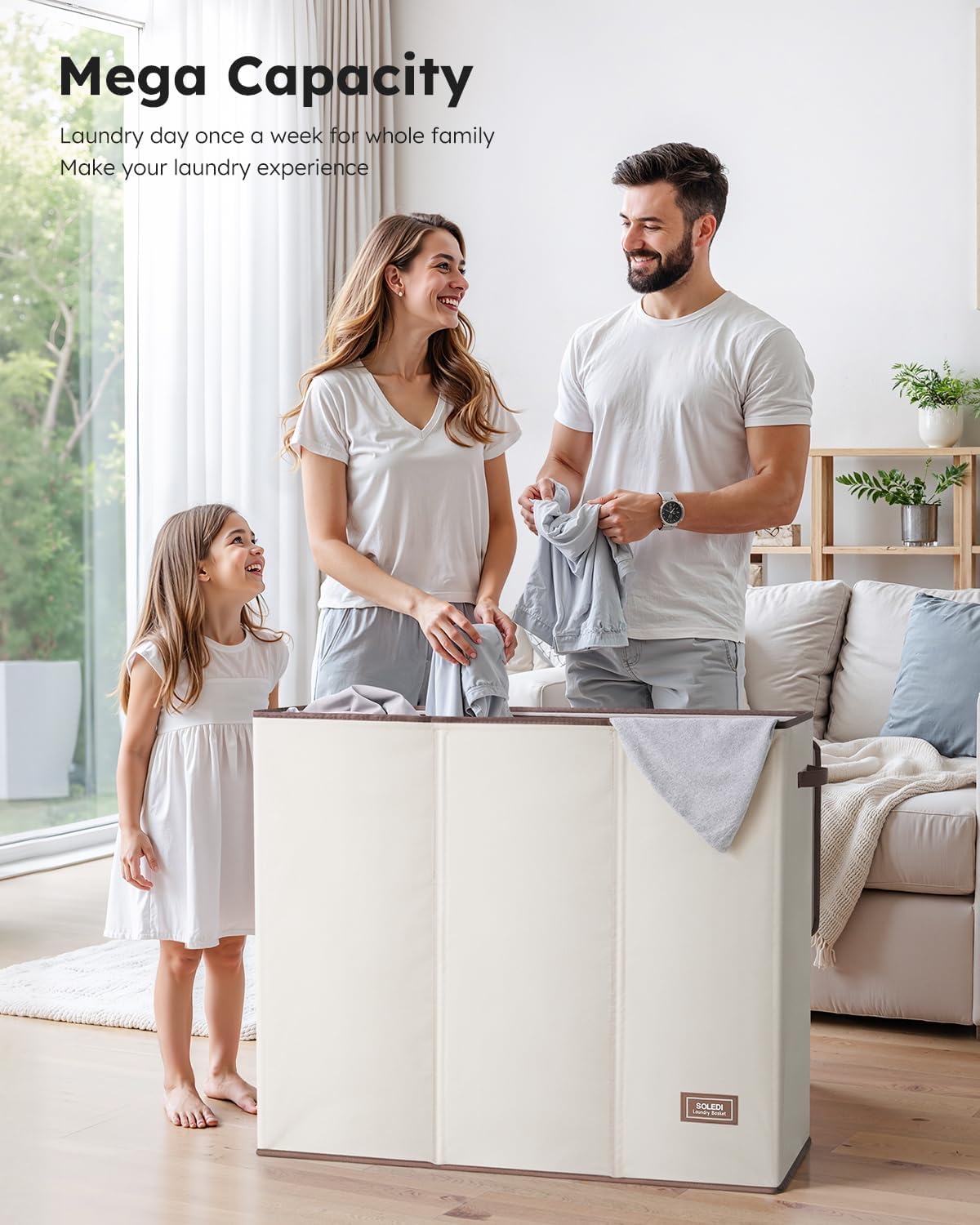 Laundry Hamper 3 section with lid and 3 Pcs Bag, Large Hamper 3 compartment 180L, Laundry Basket Laundry sorter Clothes hamper for Laundryroom Bedroom Blanket Storage Organizer