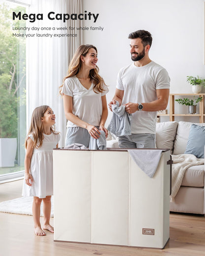 Laundry Hamper 3 section with lid and 3 Pcs Bag, Large Hamper 3 compartment 180L, Laundry Basket Laundry sorter Clothes hamper for Laundryroom Bedroom Blanket Storage Organizer
