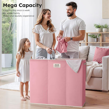 Laundry Hamper 3 section with lid and 3 Pcs Bag, Large Hamper 3 compartment 180L, Laundry Basket Laundry sorter Clothes hamper for Laundryroom Bedroom Blanket Storage Organizer