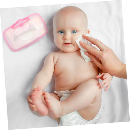 Baby Wipes Dispenser: On- The- Go Wipes Dispenser Travel Wipes Case Baby Wipe Holder Outdoor Stroller Wet Wipes Box Portable Refillable Wipes Container Pink