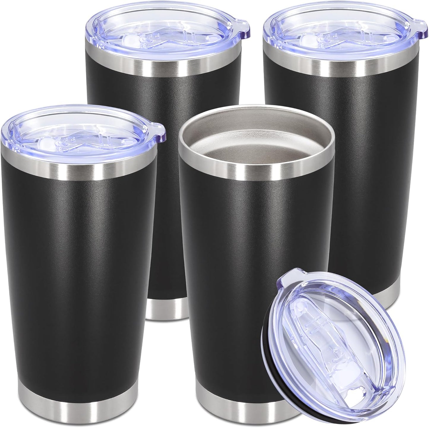 20oz Tumbler Stainless Steel Tumbler Coffee Tumbler with Lid Navy, 1P | Vacuum Insulated Double Wall Travel Mug, Durable Powder Coated Coffee Mug, For Hot & Cold Drinks