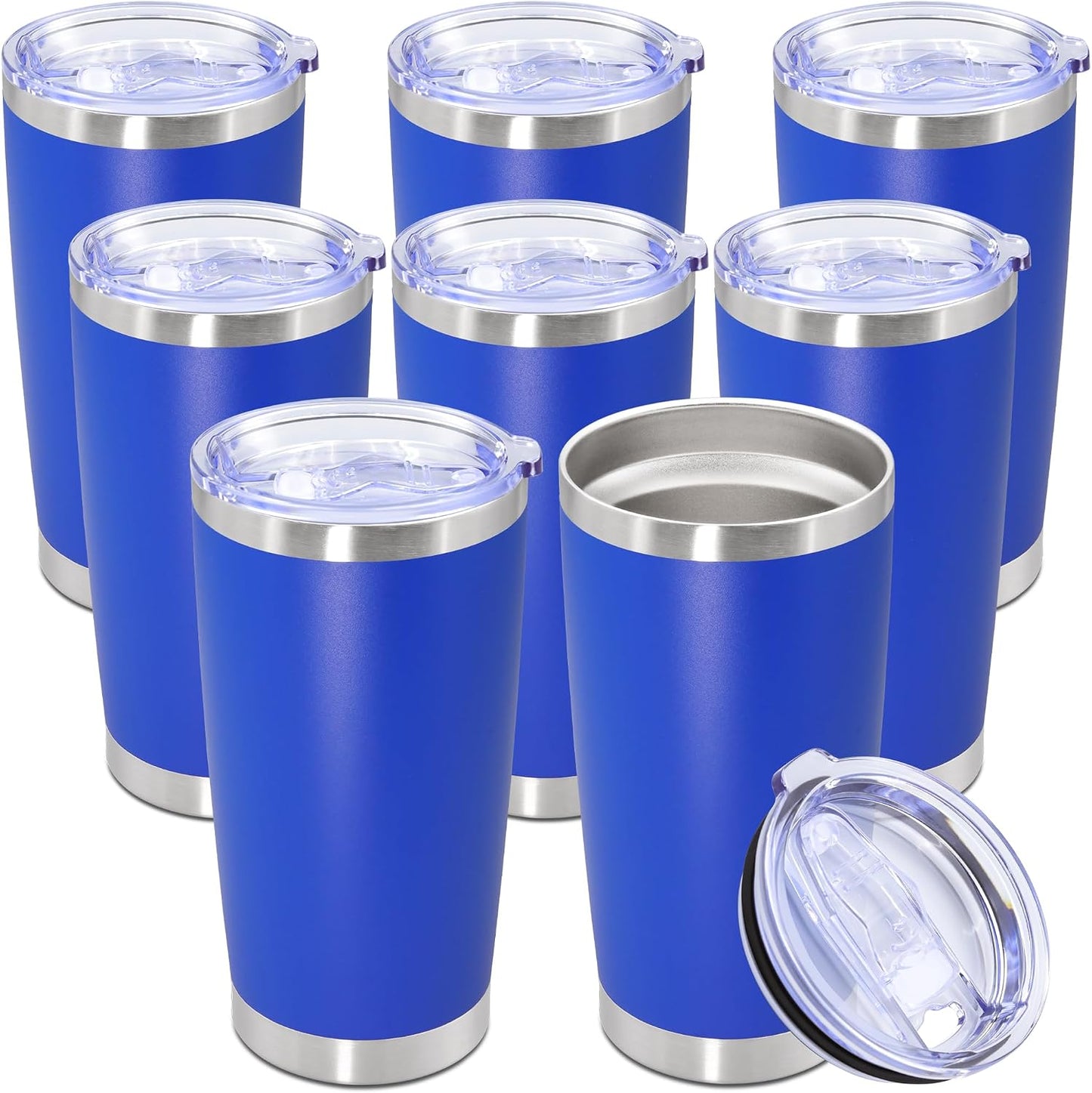 20oz Tumbler Stainless Steel Tumbler Coffee Tumbler with Lid Navy, 1P | Vacuum Insulated Double Wall Travel Mug, Durable Powder Coated Coffee Mug, For Hot & Cold Drinks