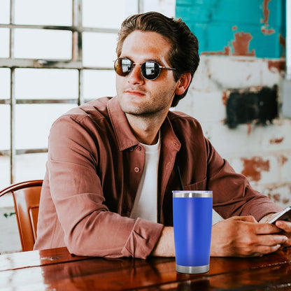 20oz Tumbler Stainless Steel Tumbler Coffee Tumbler with Lid Navy, 1P | Vacuum Insulated Double Wall Travel Mug, Durable Powder Coated Coffee Mug, For Hot & Cold Drinks