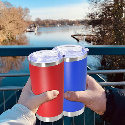 20oz Tumbler Stainless Steel Tumbler Coffee Tumbler with Lid Navy, 1P | Vacuum Insulated Double Wall Travel Mug, Durable Powder Coated Coffee Mug, For Hot & Cold Drinks