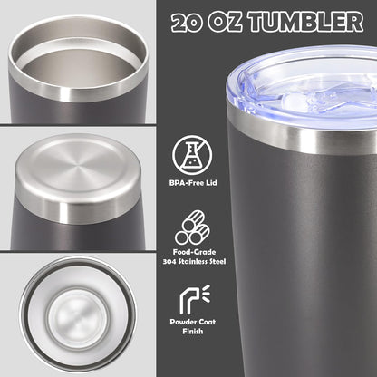 20oz Tumbler Stainless Steel Tumbler Coffee Tumbler with Lid Navy, 1P | Vacuum Insulated Double Wall Travel Mug, Durable Powder Coated Coffee Mug, For Hot & Cold Drinks