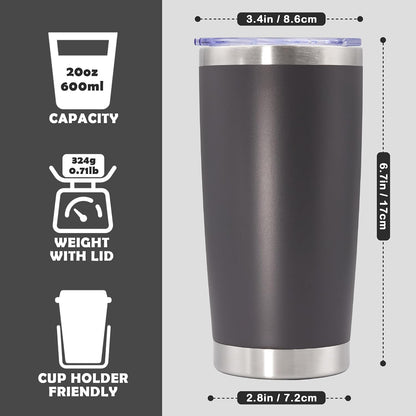 20oz Tumbler Stainless Steel Tumbler Coffee Tumbler with Lid Navy, 1P | Vacuum Insulated Double Wall Travel Mug, Durable Powder Coated Coffee Mug, For Hot & Cold Drinks
