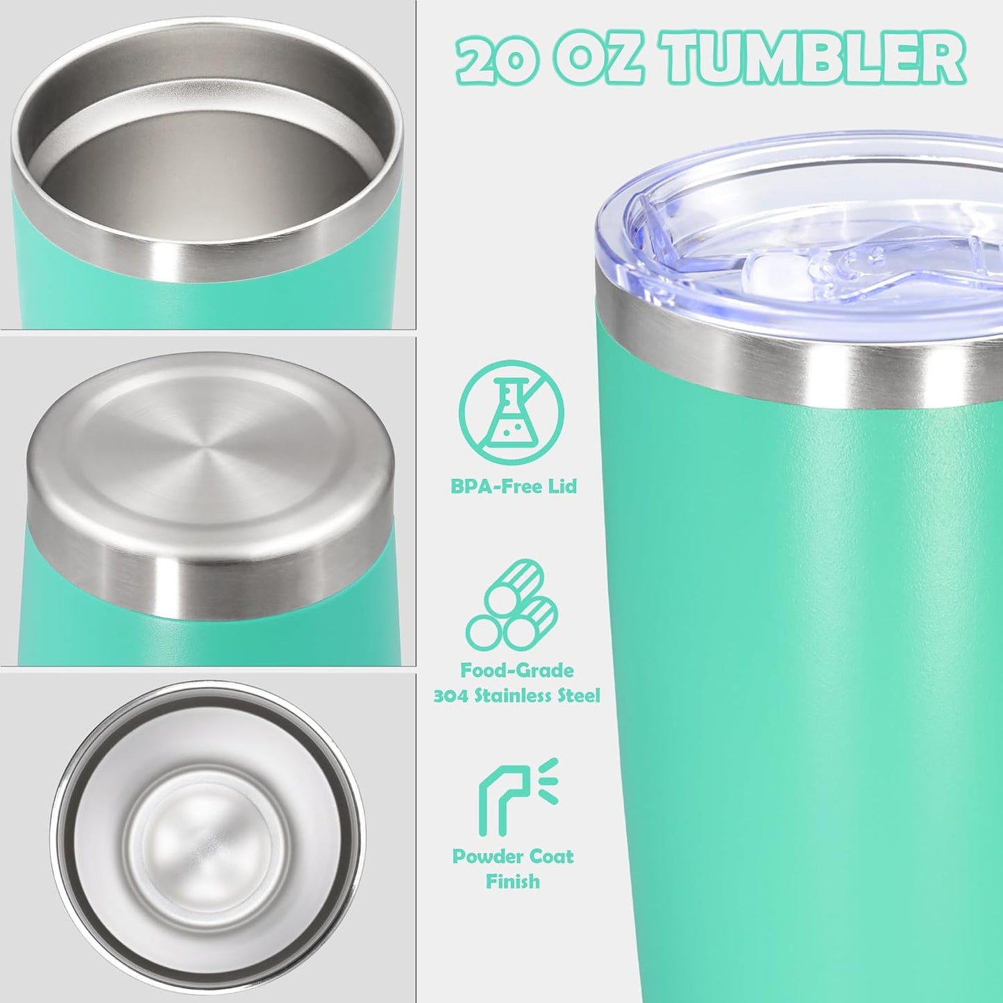 20oz Tumbler Stainless Steel Tumbler Coffee Tumbler with Lid Navy, 1P | Vacuum Insulated Double Wall Travel Mug, Durable Powder Coated Coffee Mug, For Hot & Cold Drinks