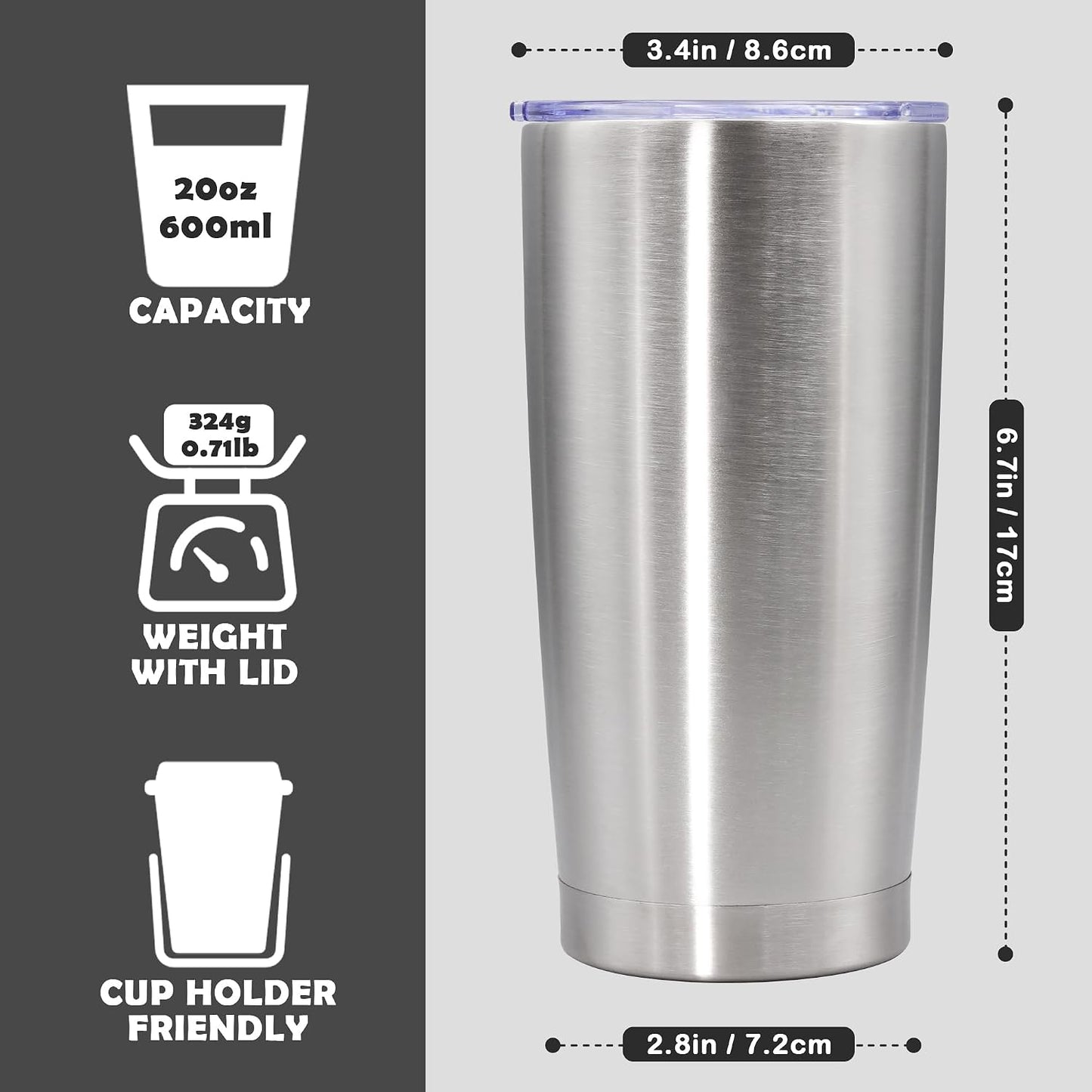 20oz Tumbler Stainless Steel Tumbler Coffee Tumbler with Lid Navy, 1P | Vacuum Insulated Double Wall Travel Mug, Durable Powder Coated Coffee Mug, For Hot & Cold Drinks