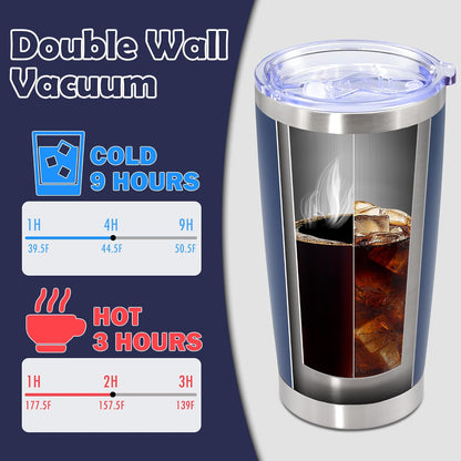 20oz Tumbler Stainless Steel Tumbler Coffee Tumbler with Lid Navy, 1P | Vacuum Insulated Double Wall Travel Mug, Durable Powder Coated Coffee Mug, For Hot & Cold Drinks