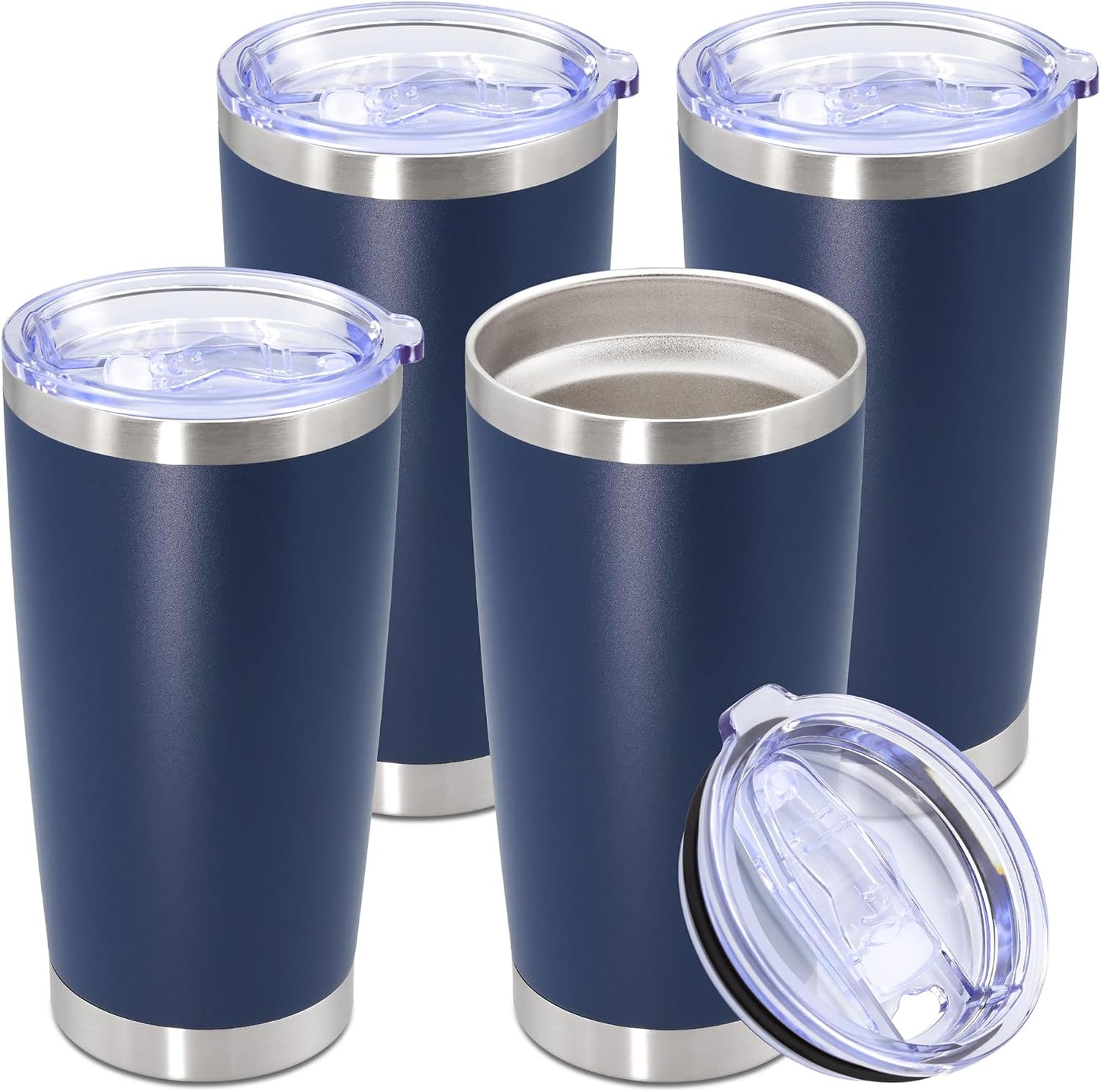 20oz Tumbler Stainless Steel Tumbler Coffee Tumbler with Lid Navy, 1P | Vacuum Insulated Double Wall Travel Mug, Durable Powder Coated Coffee Mug, For Hot & Cold Drinks