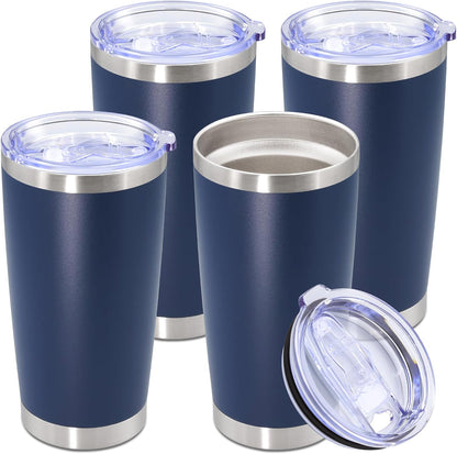 20oz Tumbler Stainless Steel Tumbler Coffee Tumbler with Lid Navy, 1P | Vacuum Insulated Double Wall Travel Mug, Durable Powder Coated Coffee Mug, For Hot & Cold Drinks