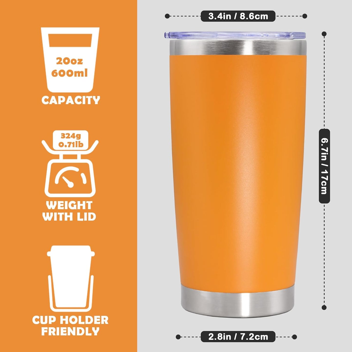 20oz Tumbler Stainless Steel Tumbler Coffee Tumbler with Lid Navy, 1P | Vacuum Insulated Double Wall Travel Mug, Durable Powder Coated Coffee Mug, For Hot & Cold Drinks