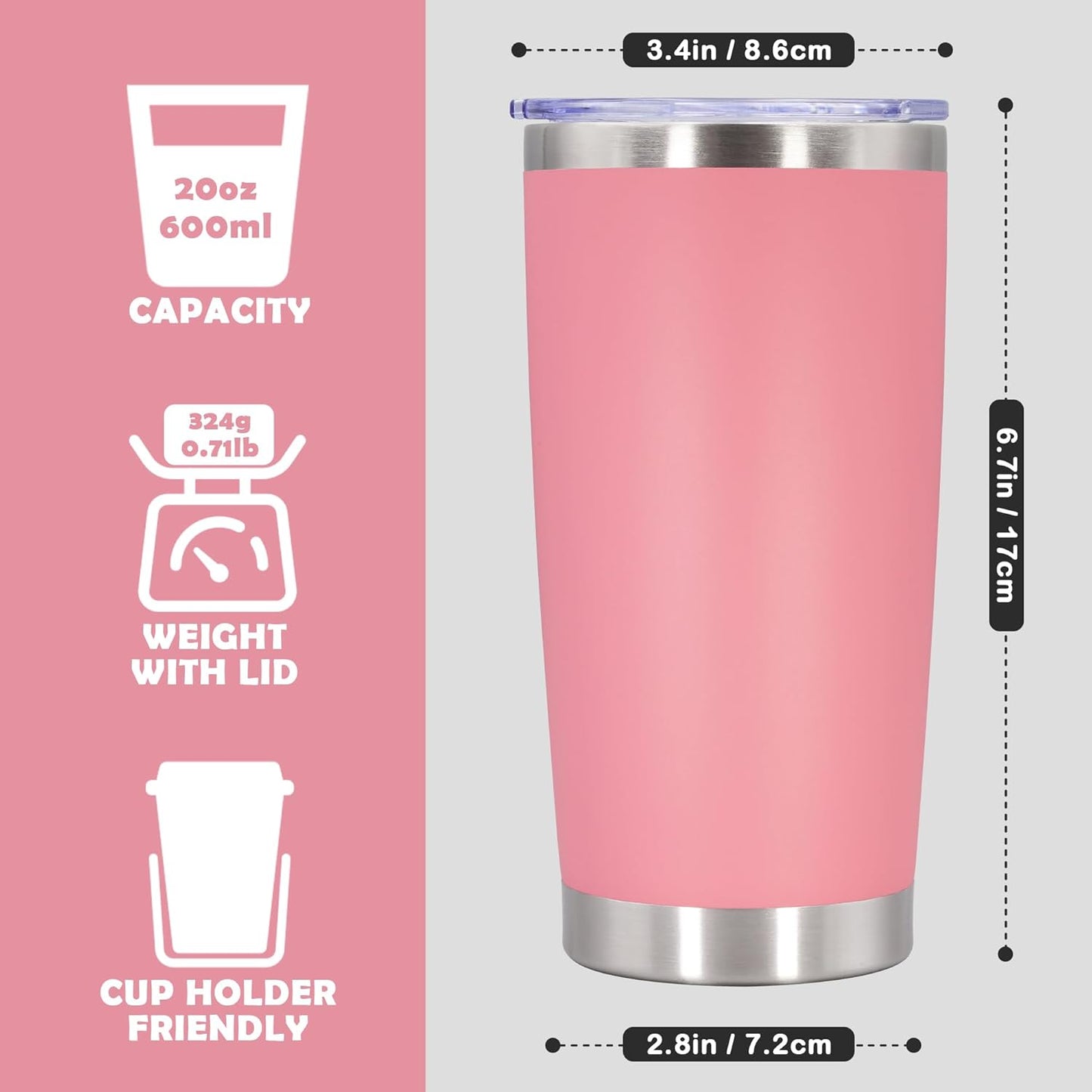 20oz Tumbler Stainless Steel Tumbler Coffee Tumbler with Lid Navy, 1P | Vacuum Insulated Double Wall Travel Mug, Durable Powder Coated Coffee Mug, For Hot & Cold Drinks