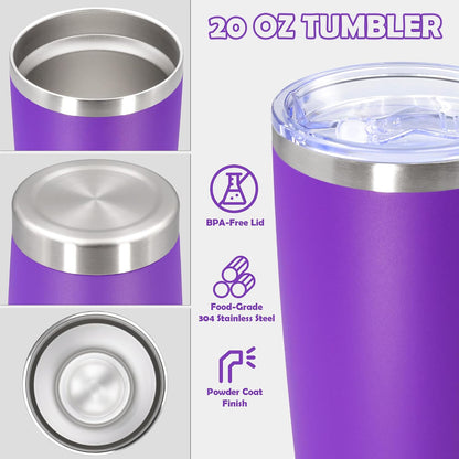 20oz Tumbler Stainless Steel Tumbler Coffee Tumbler with Lid Navy, 1P | Vacuum Insulated Double Wall Travel Mug, Durable Powder Coated Coffee Mug, For Hot & Cold Drinks