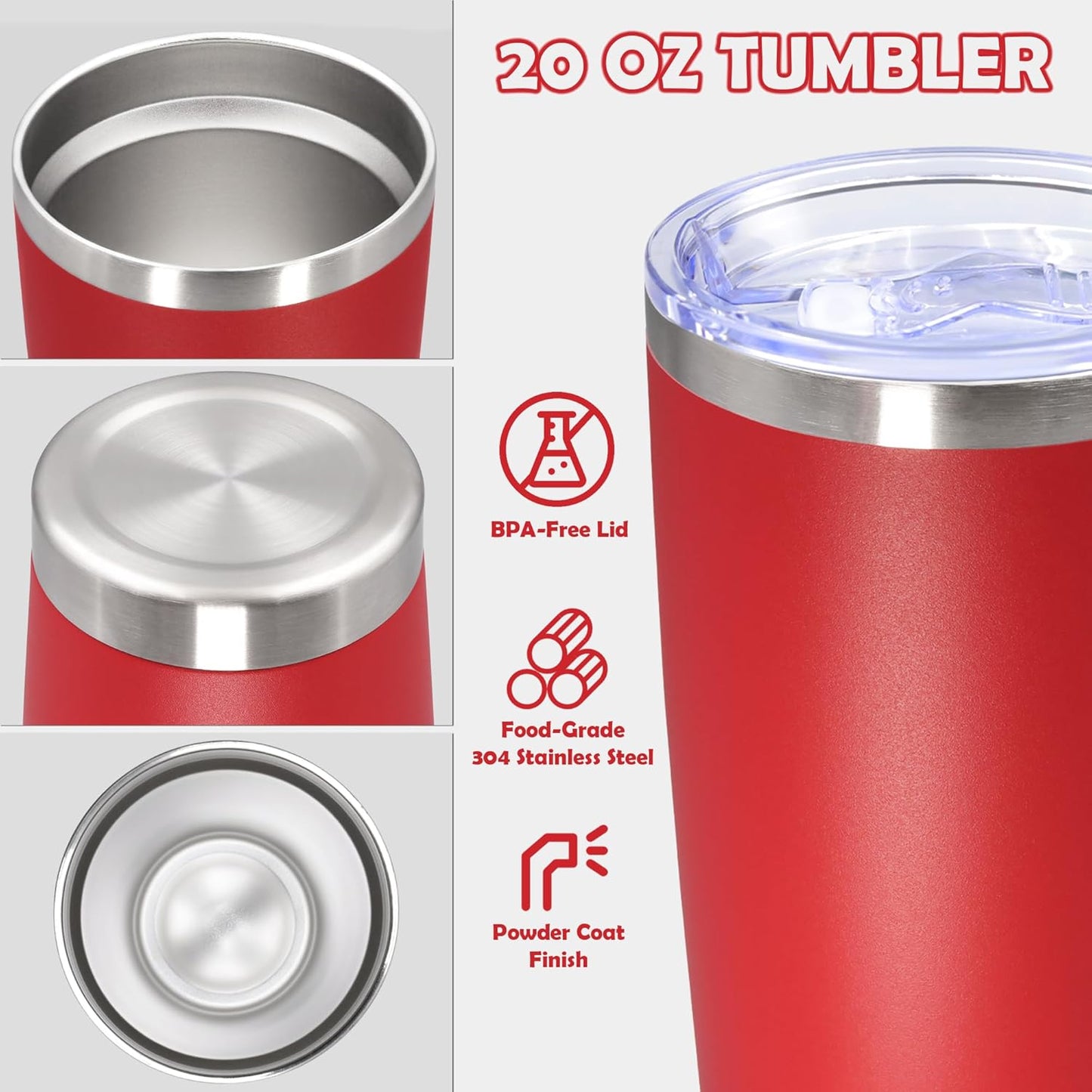 20oz Tumbler Stainless Steel Tumbler Coffee Tumbler with Lid Navy, 1P | Vacuum Insulated Double Wall Travel Mug, Durable Powder Coated Coffee Mug, For Hot & Cold Drinks