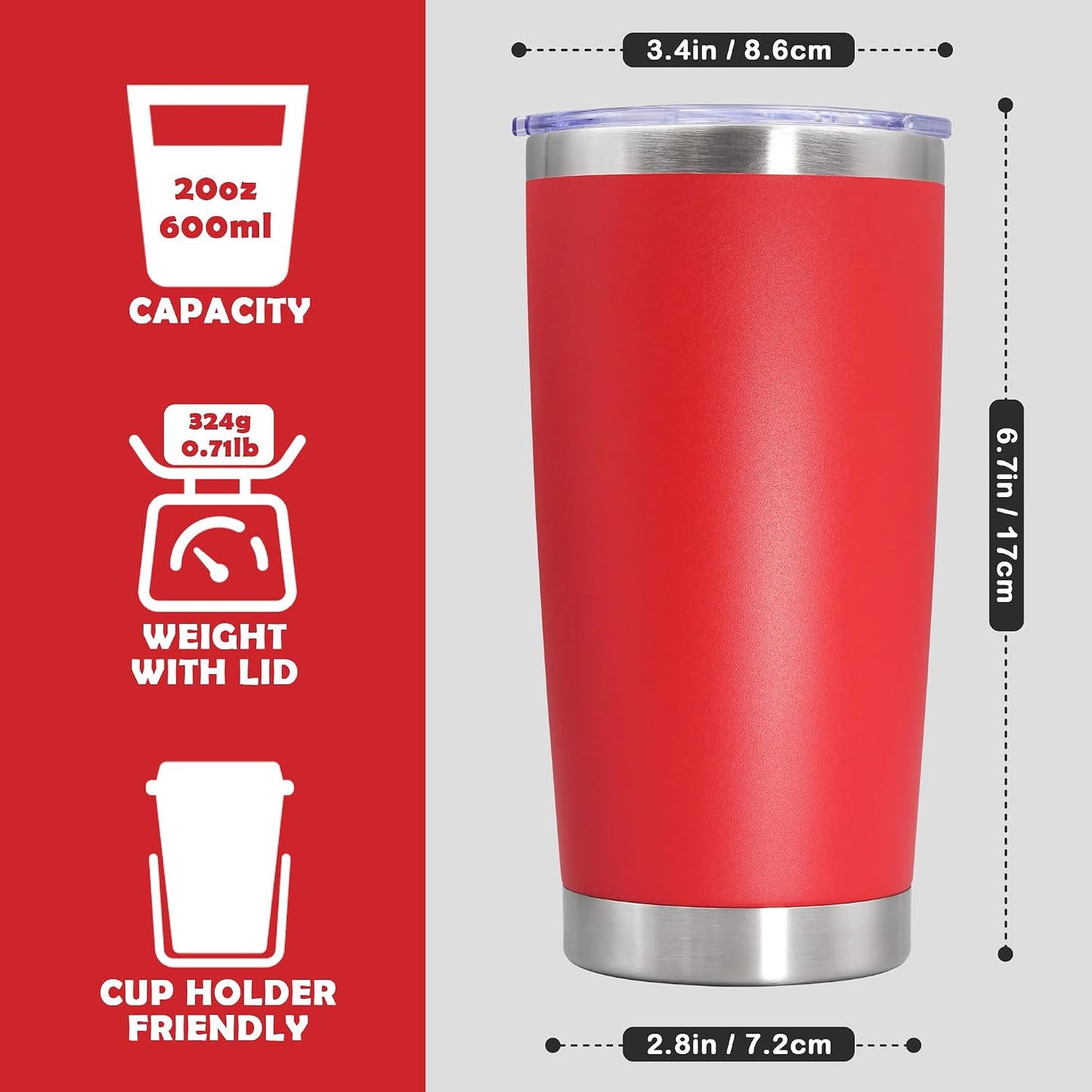 20oz Tumbler Stainless Steel Tumbler Coffee Tumbler with Lid Navy, 1P | Vacuum Insulated Double Wall Travel Mug, Durable Powder Coated Coffee Mug, For Hot & Cold Drinks
