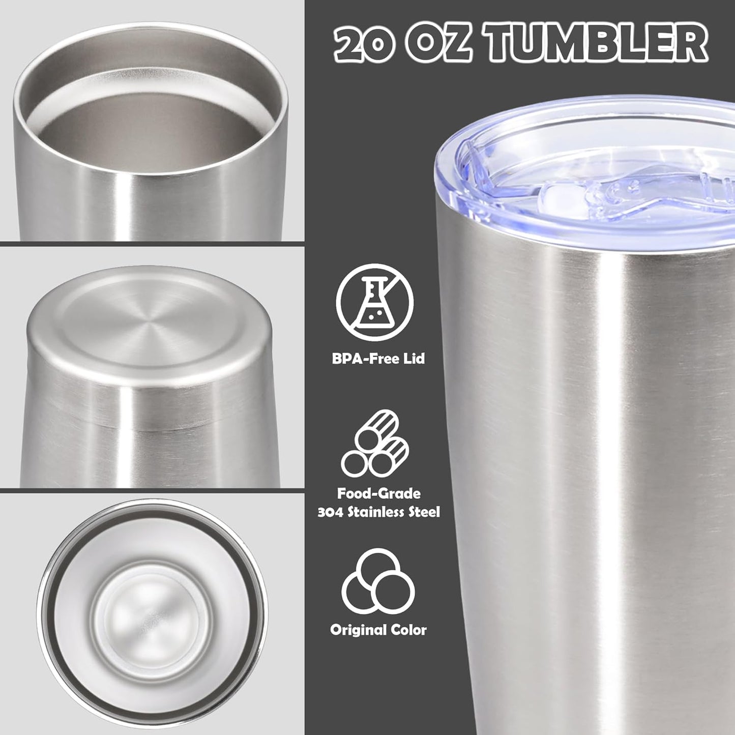 20oz Tumbler Stainless Steel Tumbler Coffee Tumbler with Lid Navy, 1P | Vacuum Insulated Double Wall Travel Mug, Durable Powder Coated Coffee Mug, For Hot & Cold Drinks