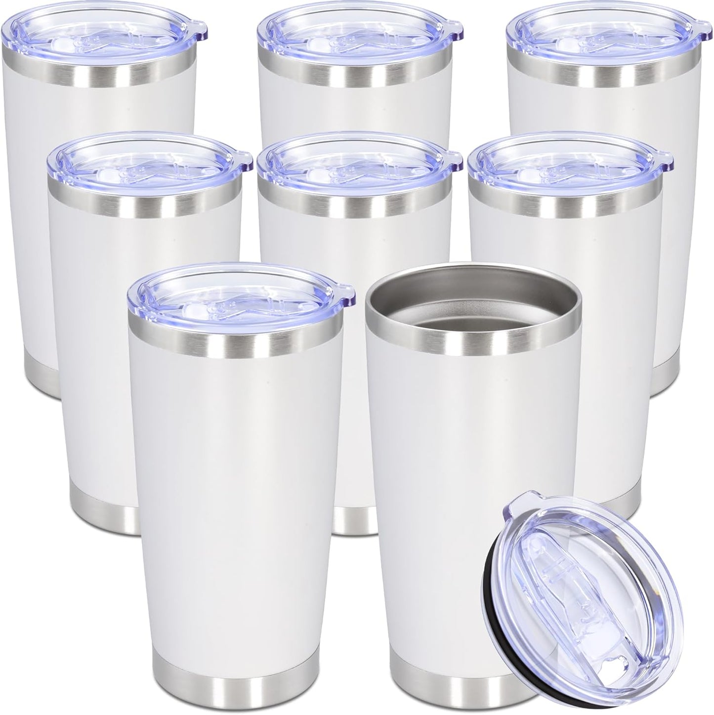 20oz Tumbler Stainless Steel Tumbler Coffee Tumbler with Lid Navy, 1P | Vacuum Insulated Double Wall Travel Mug, Durable Powder Coated Coffee Mug, For Hot & Cold Drinks