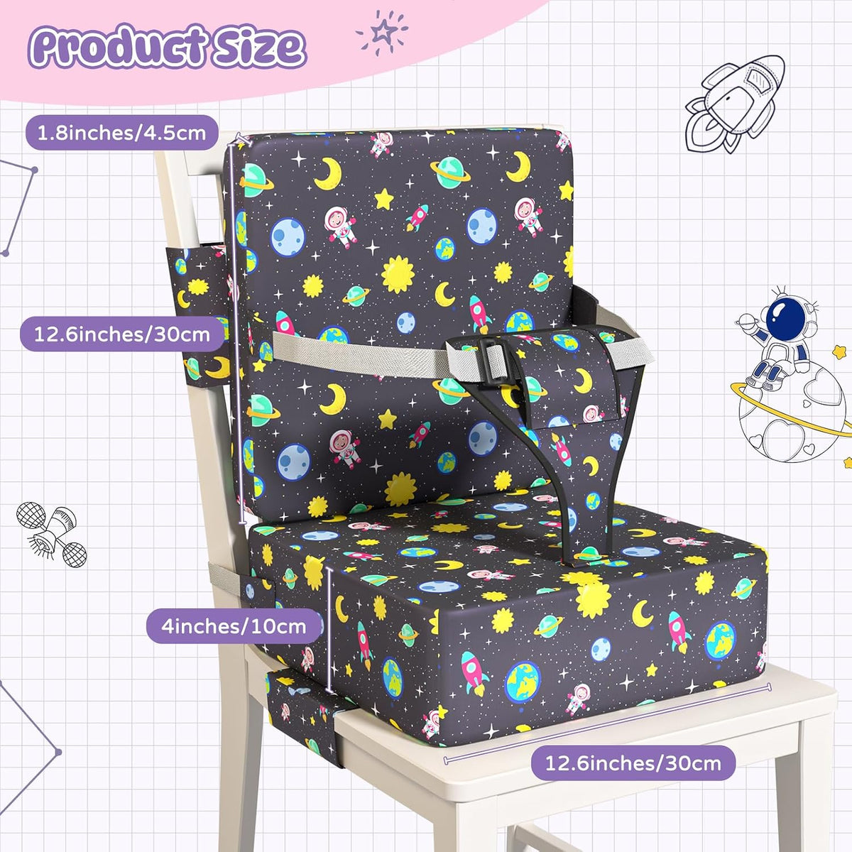 Booster Seat for Dining Table, Toddler Booster Seat for Dining Table with Safety Buckles, Anti-Scratch Easy Cleaning Toddler Seat for Table