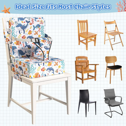 Booster Seat for Dining Table, Toddler Booster Seat for Dining Table with Safety Buckles, Anti-Scratch Easy Cleaning Toddler Seat for Table