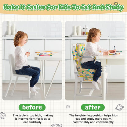 Booster Seat for Dining Table, Toddler Booster Seat for Dining Table with Safety Buckles, Anti-Scratch Easy Cleaning Toddler Seat for Table