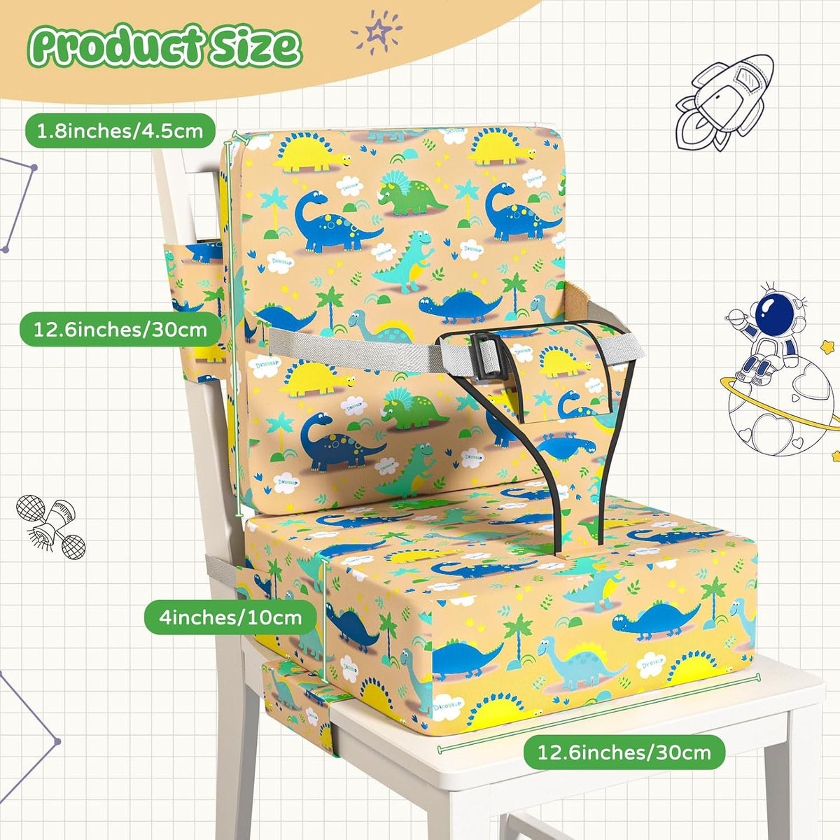 Booster Seat for Dining Table, Toddler Booster Seat for Dining Table with Safety Buckles, Anti-Scratch Easy Cleaning Toddler Seat for Table