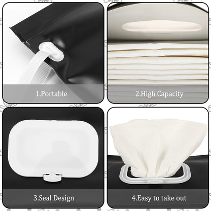 FEBSNOW 2 Pack Baby Wipe Dispenser, Reusable Portable Travel Wipe Holder