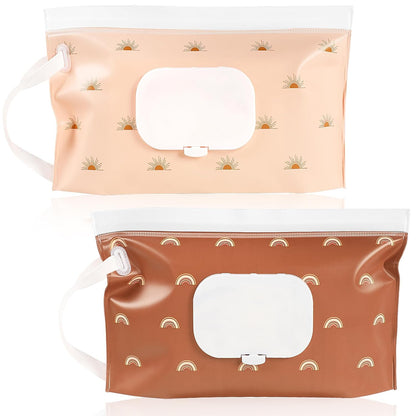 FEBSNOW 2 Pack Baby Wipe Dispenser, Reusable Portable Travel Wipe Holder