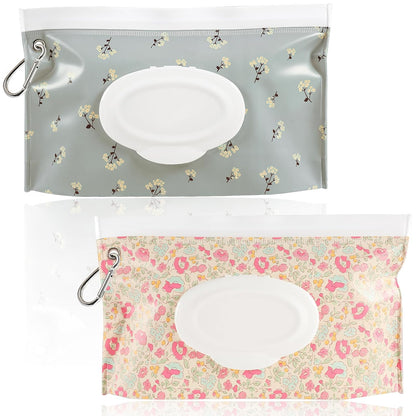 FEBSNOW 2 Pack Baby Wipe Dispenser, Reusable Portable Travel Wipe Holder