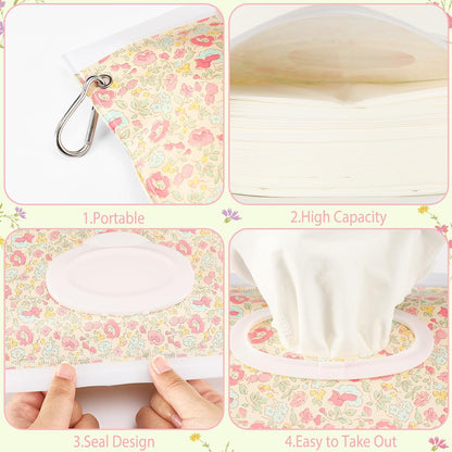 FEBSNOW 2 Pack Baby Wipe Dispenser, Reusable Portable Travel Wipe Holder
