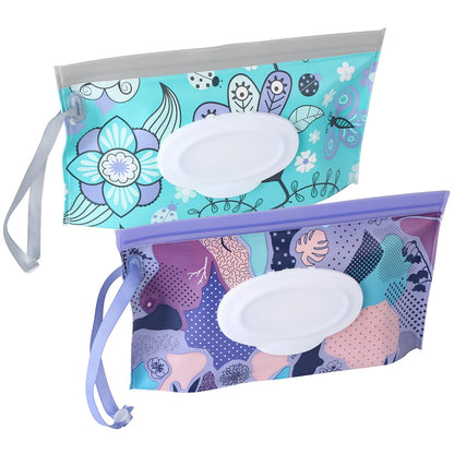 FEBSNOW 2 Pack Baby Wipe Dispenser, Reusable Portable Travel Wipe Holder