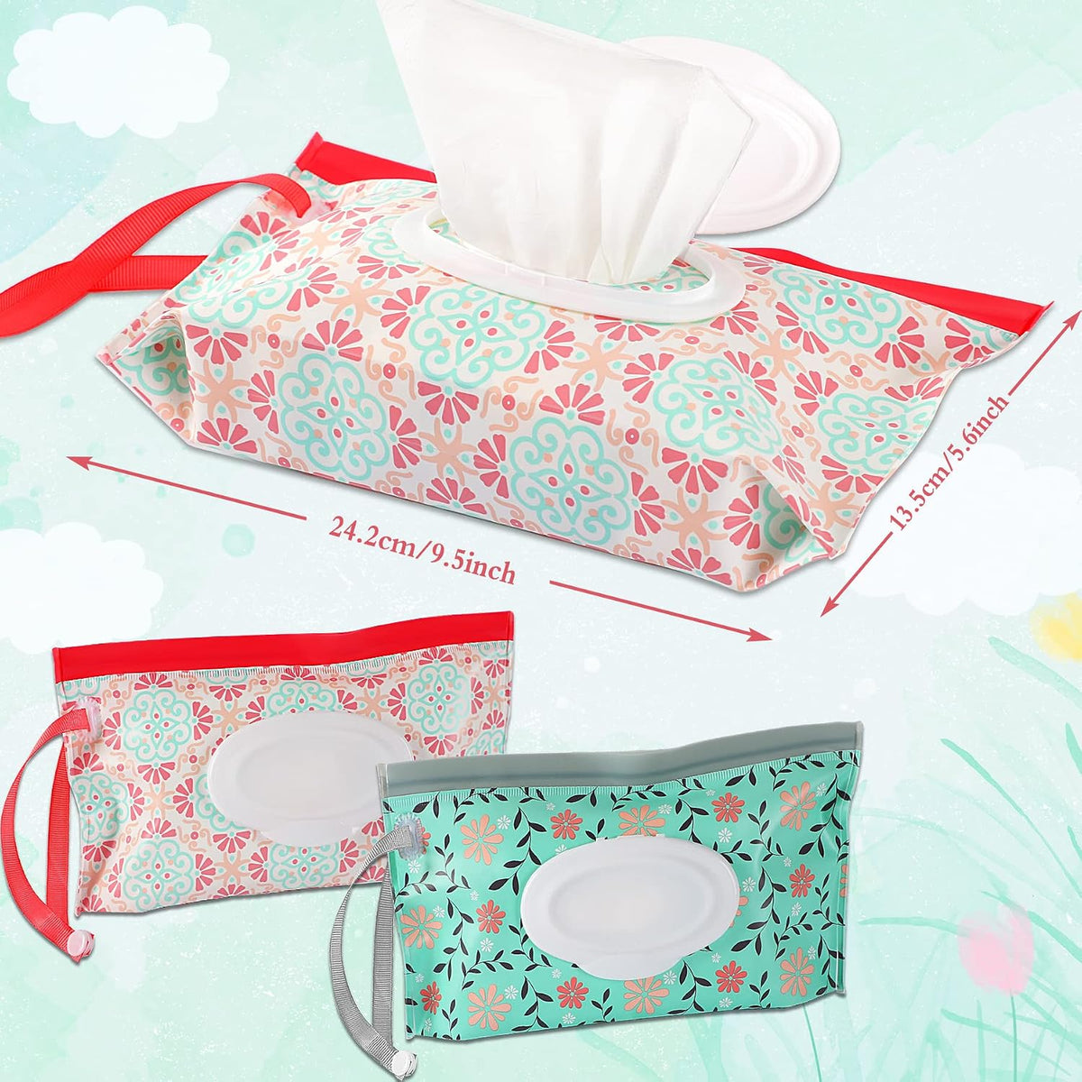 FEBSNOW 2 Pack Baby Wipe Dispenser, Reusable Portable Travel Wipe Holder