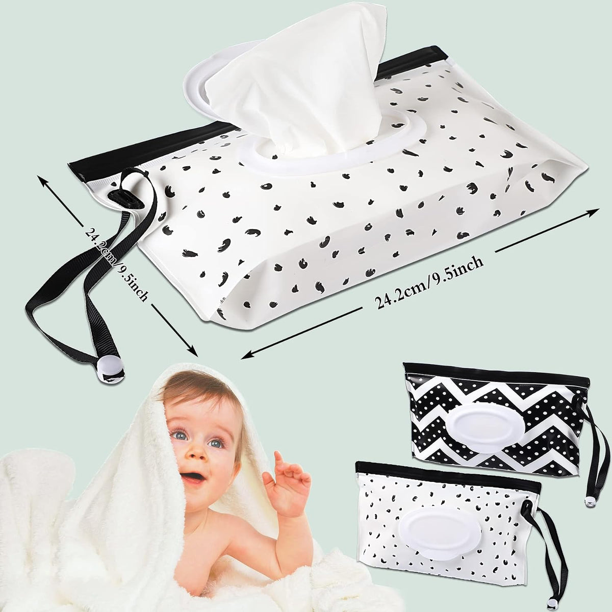 FEBSNOW 2 Pack Baby Wipe Dispenser, Reusable Portable Travel Wipe Holder