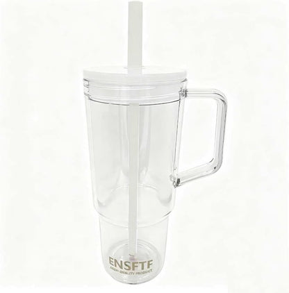 40oz Tumbler Handle&Straw Leakproof Travel Mug Cup Holder Friendly (red) | Large 40oz clear tumbler with handle & straw, tapered base fits cup holders. Durable BPA-free material, great for iced drinks